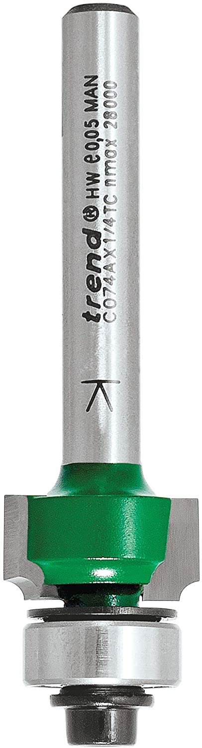 Trend CraftPro Bearing Guided Round Over Router Cutter, 1/4 Inch Shank, 1.6mm Radius, 7.9mm Cut Length
