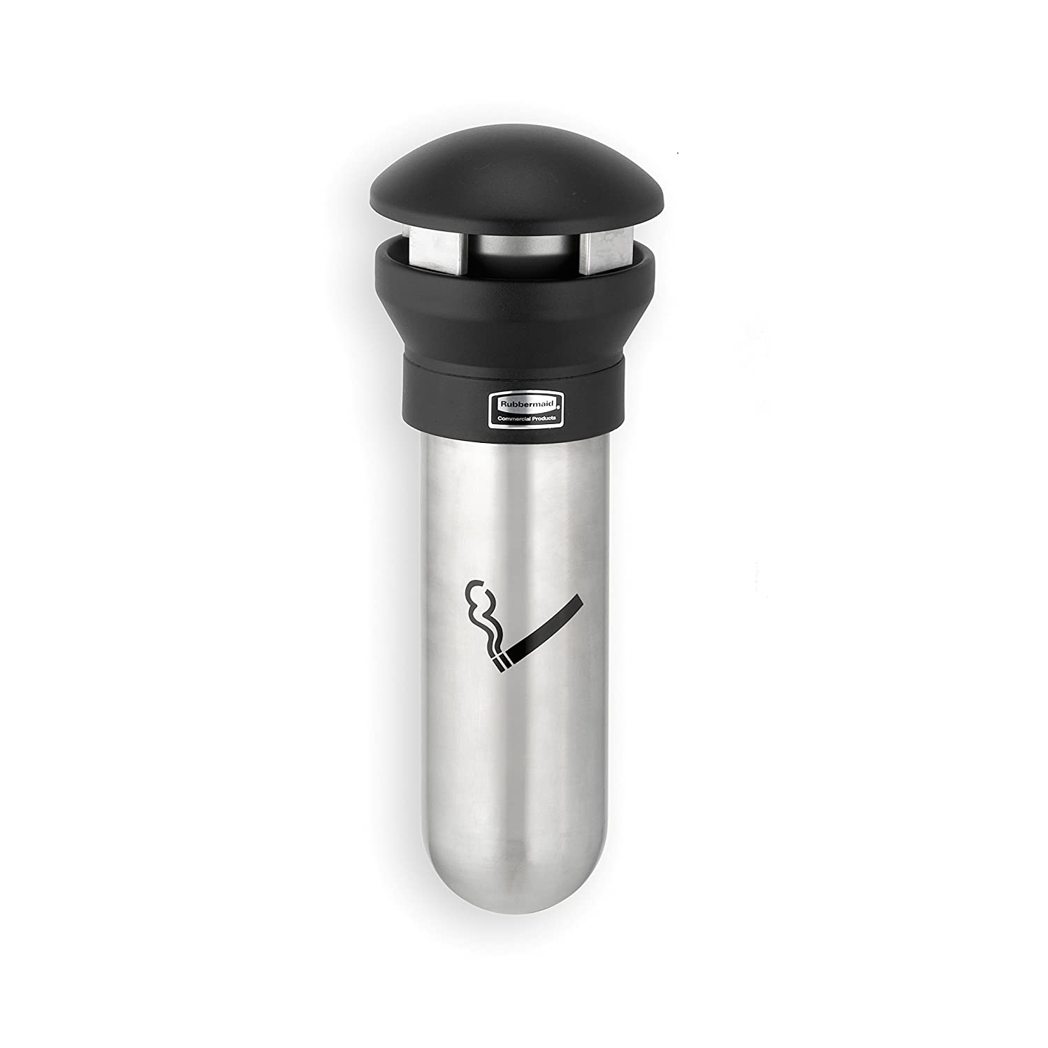 Rubbermaid Infinity Wall Mount Smoking Receptacle - Stainless Steel/Black, 52 cm