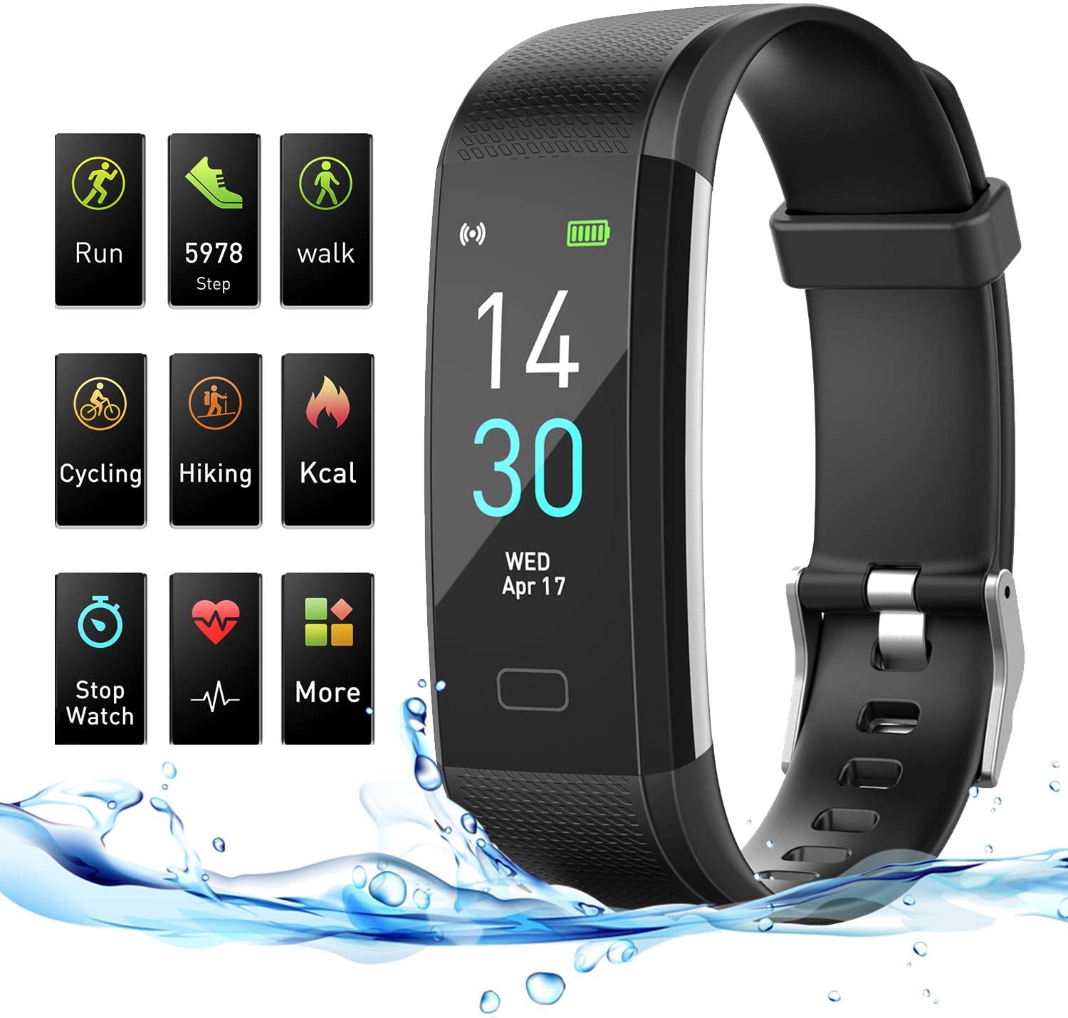 HSW M2 Smart Band Bracelet Watch Bluetooth Smartband Blood Pressure Blood Oxygen Oximeter Heart Rate Monitor Pedometer Fitness Tracker WristBand For IOS Android iPhone Samsung (Black)