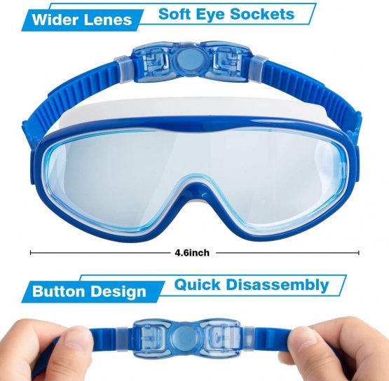 COOLOO 2-PACK Kids Swimming Goggles, Kids Swim Goggles Junior Children Girls Boys Early Teens Age 3-15, with Anti-Fog, Waterproof, Protection Lenses, Crystal Clear Wide Vision - Image 2