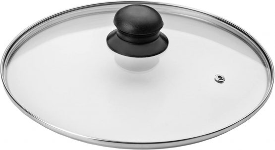 Ibili 970728 Stainless Steel Vented Silver & Black Glass Saucepan Cover Lid 28cm