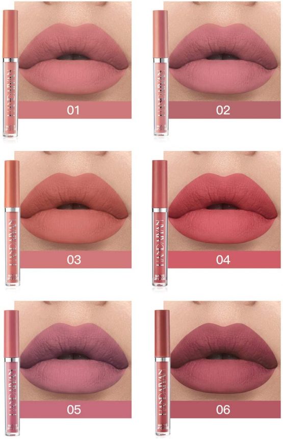 6 Colours Velvet Matte Non-Stick Lip Gloss Makeup Kit with Gift Box, BEEXY Long Lasting Waterproof Liquid Lipstick Set Lip Cosmetics (Color B) - Image 3