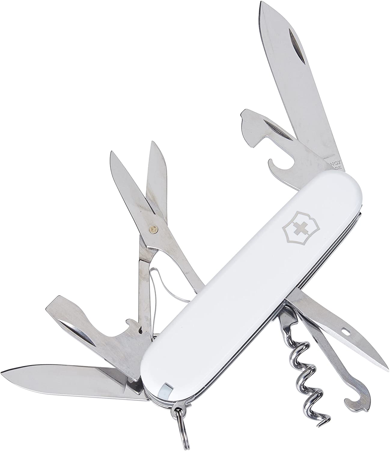 Victorinox Climber Swiss Army Pocket Knife, Medium, Multi Tool, 14 Functions, Blade, Bottle Opener, White