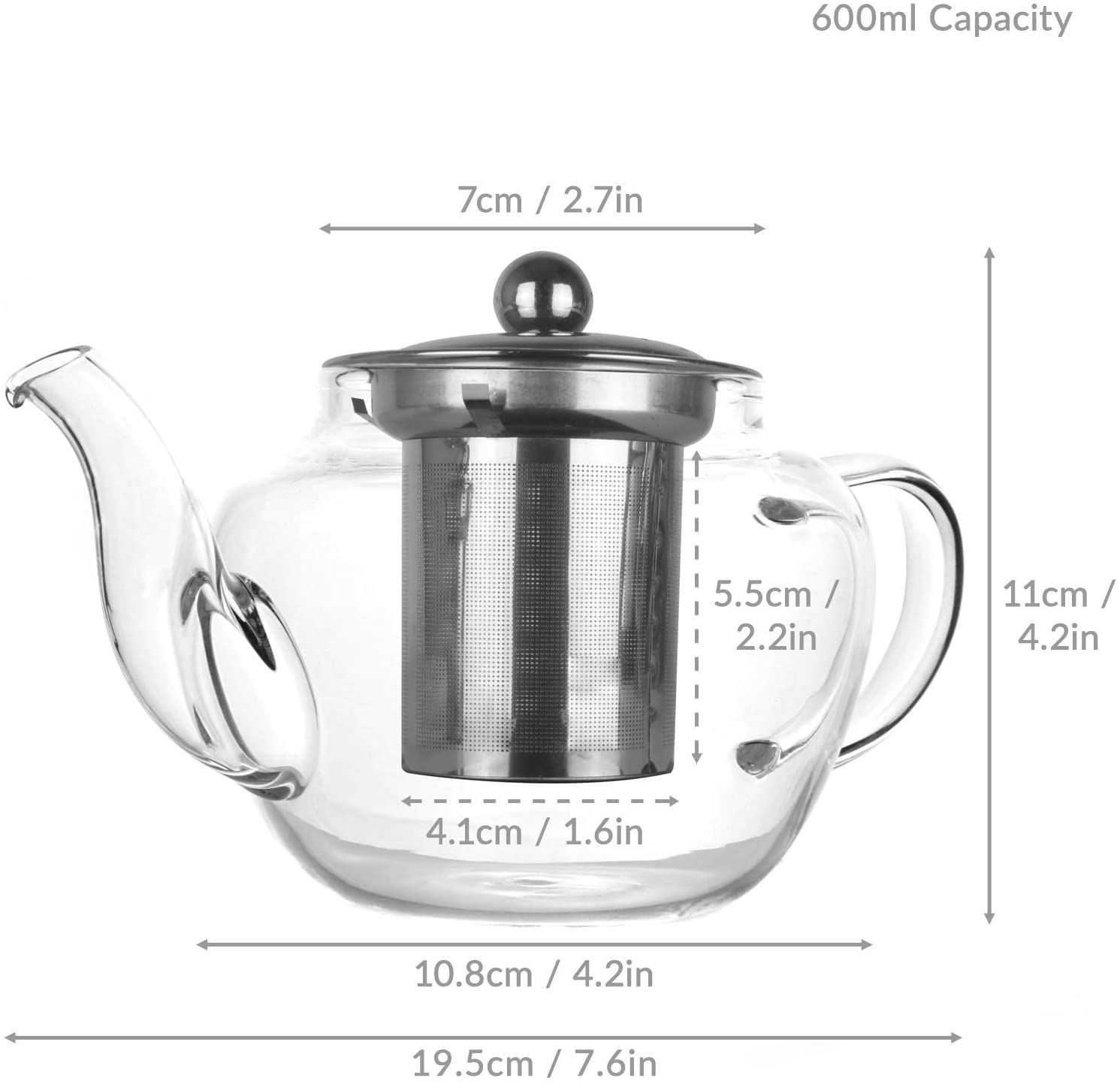 Glass Infuser Teapot | Stainless Steel Loose Leaf Teapot Filter | Heat ...