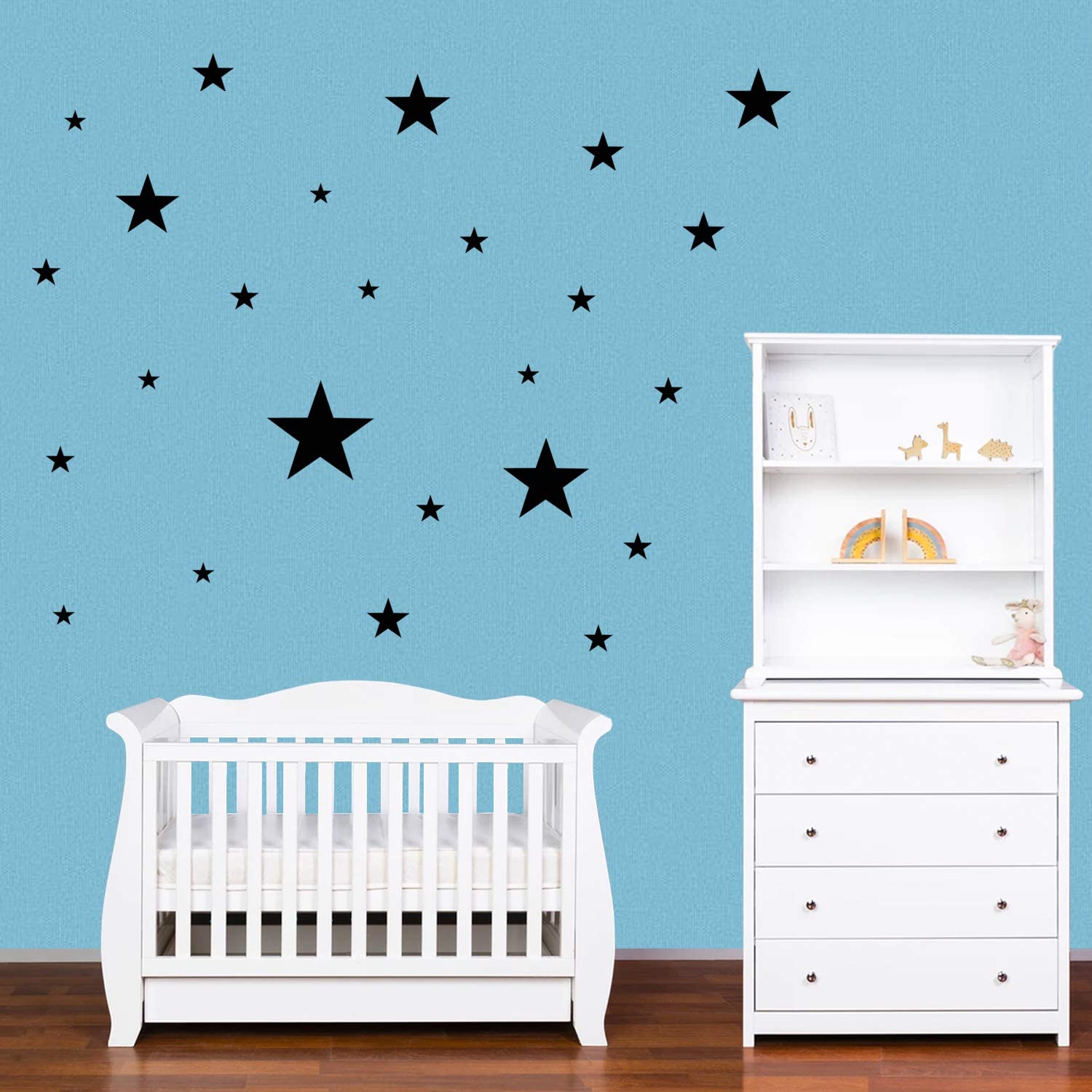 PREMYO Set of 32 Star Wall Stickers Kids - Nursery Decor Easy to Apply - Decals for Bedrooms for Girls Boys Black - Image 3