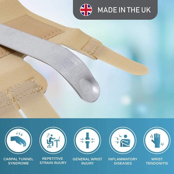 Actesso Beige Neoprene Wrist Support Brace - Carpal Tunnel Splint - Provides Pain Relief from Carpel Tunnel Syndrome, Sprains and Tendonitis (Right Hand, L) - Image 3