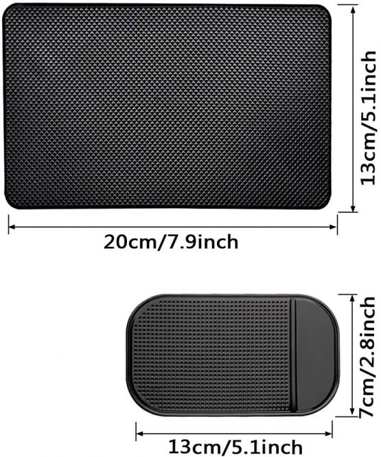 CKANDAY 7 Pack Car Dashboard Anti-Slip Mat, 2 Sizes Heat Resistant Sticky Non-Slip Ripple Gel Latex Dash Grip Pad for Cell Phone Sunglasses Keys Coins,Black - Image 2