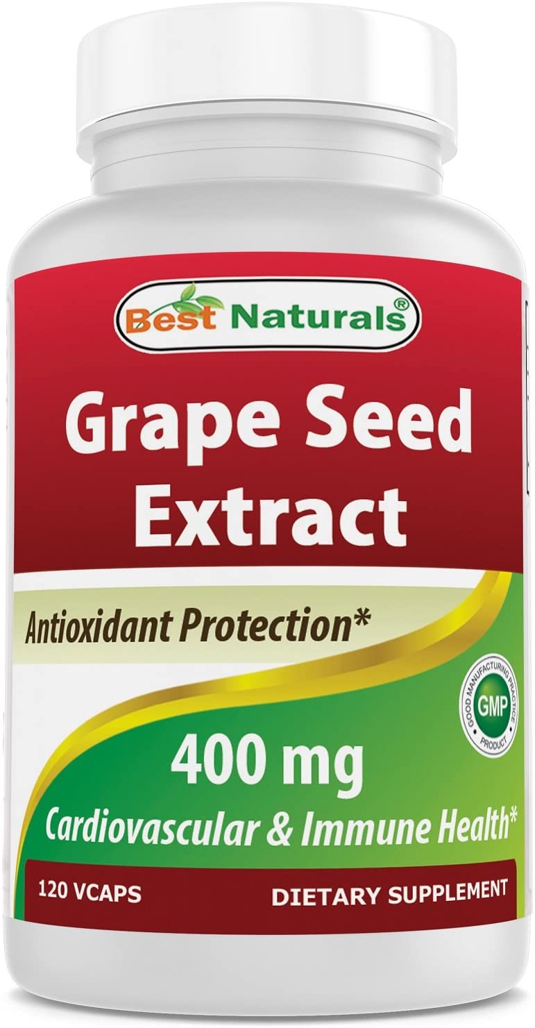 Best Naturals Grape Seed Extract 400 mg Veggie Capsule, 120 Count, 120 count (Pack of 1)