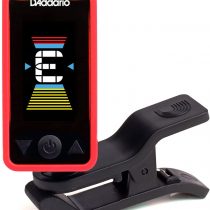 D'Addario Guitar Tuner - Eclipse Headstock Tuner - Clip On Tuner for Guitar - Great for Acoustic Guitars & Electric Guitars - Quick & Accurate Tuning - Red
