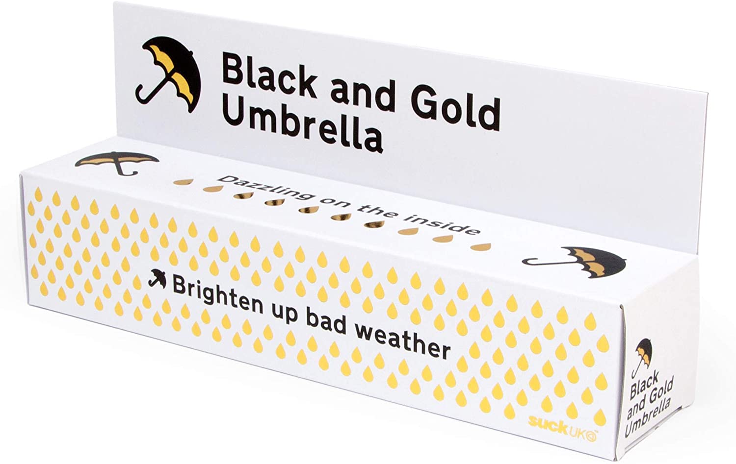 Suck UK - Black And Gold Windproof Umbrella, Black & Gold, Dia.100 x H56cm - Image 4