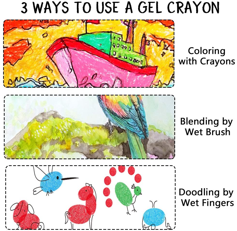 Shuttle Art 24 Colours Gel Crayons for Toddlers Non-Toxic Twistable Crayons Set for Kids Children Colouring Crayon-Pastel-Watercolour Effect - Image 4