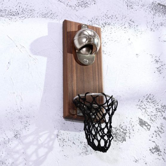 Magnetic Basketball Bottle Opener, Wooden Wall Mounted Opener with Cap Collector Catcher, Ideal Gift for Basketball and Beer Lovers, Use as Kitchen-Yard-Bar Decoration. - Image 4