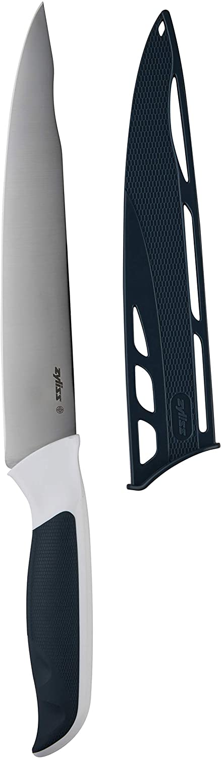 Zyliss E920209 Comfort Carving Knife, 18.5cm/7.25in, Japanese Stainless Steel, Black/White, Kitchen Knife/Meat Knife, Dishwasher Safe