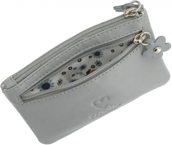 Mala Leather CARA Collection Coin Purse with Keyring 4108_73 Grey - Image 2
