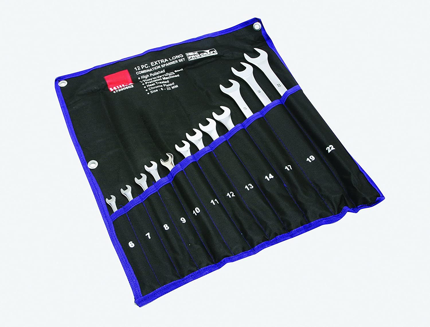 Hilka 17200602 Pro Craft Extra Long Comb Metric Spanner Set, Chrome, 18 cm