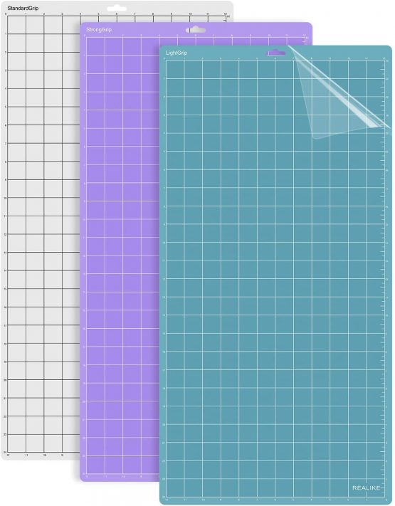 REALIKE Cutting Mat for Silhouette Cameo3/2/1, 3Pack Replacement 12X24 inch Vinyl Variety Grip Cutting Mat for Craft Sewing.