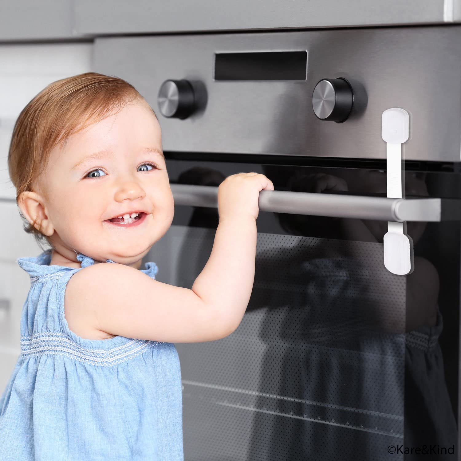 Child Safety Locks (White), Set of 6, Prevents Injury and Opening (Oven) Doors, (Kitchen Sink) Cabinets, Toilet Seats, etc - Image 4