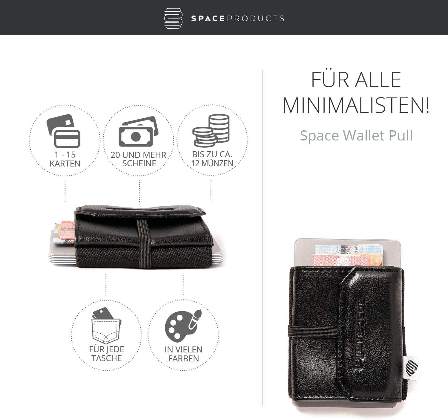 Space Wallet Pull Mini Leather Wallet, Up to 15 Credit Cards/EC Cards in Card Compartment + Coin Pocket + Note Compartment - Image 3