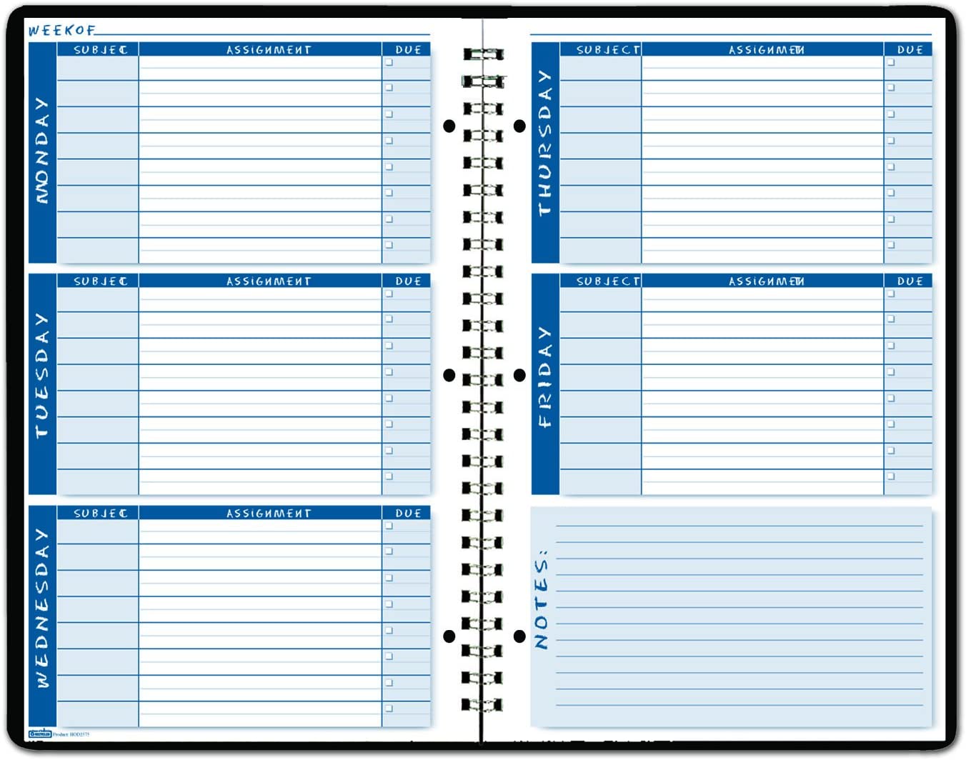 House of Doolittle Non-Dated, Student Planner/Assignment Book, Spiral 7 x 11 Inch (HOD2575), Multi/Blue/White, 7 x 11 Inches - Image 2