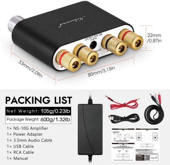 Nobsound NS-10G Mini Bluetooth 5.0 Digital Amplifier 100W HiFi Amp with Power Supply - Image 3