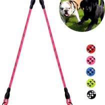 Taglory Dog Lead Splitter,Reflective 2 Dog Lead for Puppy Small Medium Dogs,30 inches Pink