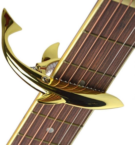 Imelod Guitar Capo for Acoustic and Electric Guitar Shark Capo Zinc Alloy for 6 String Guitar with Good Hand Feeling, No Fret Buzz and Durable(Gold) - Image 3