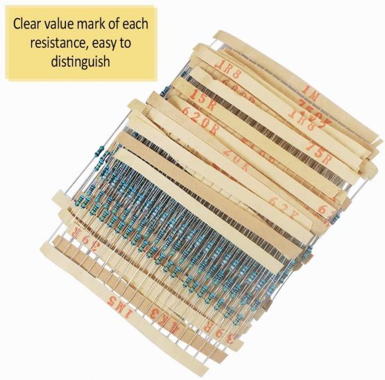 ARCELI 2600 Pieces 130 Values Resistor Kit, 1% Assorted Resistors 1 Ohm-3M Ohm 1/4W Metal Film Resistors Assortment with Storage Box for DIY Projects and Experiments - Image 4