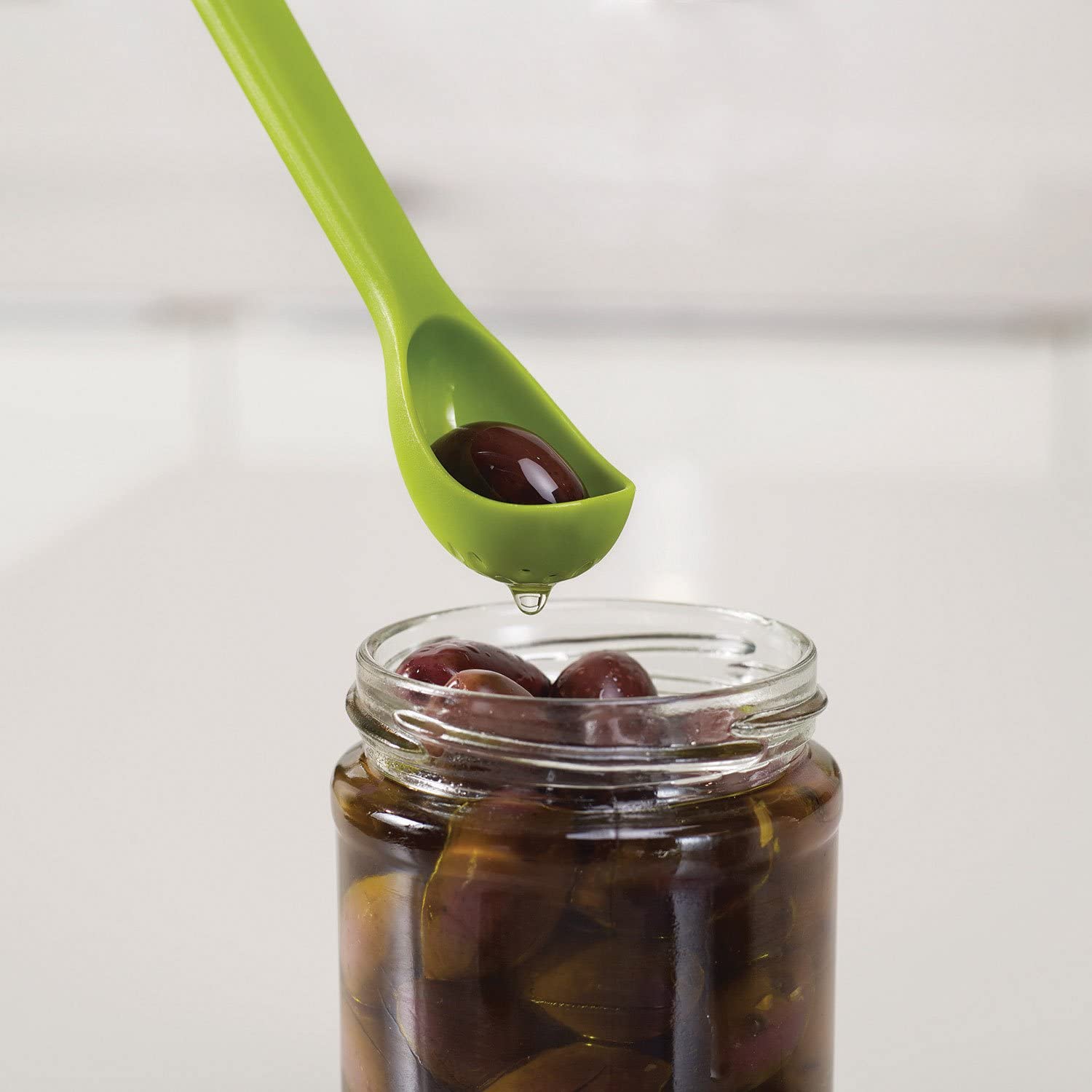 Joseph Joseph 2-Piece Scoop and Pick Jar Spoon and Fork, for Olives in Jars - Green, 48 - Image 3