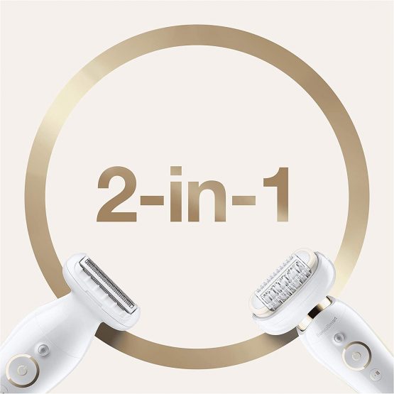 Braun Silk-épil 9 Flex Epilator, Hair Removal, With Additional Shaver & Trimmer Head For Extra Sensitive Areas, Wet & Dry, 100% Waterproof, 9-002, White/Gold - Image 4