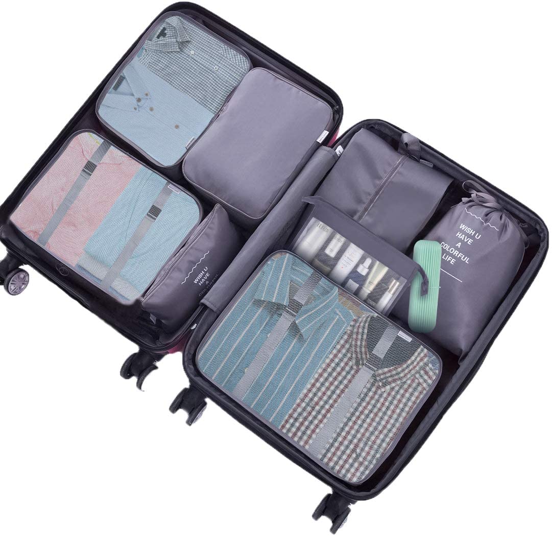 Packing Cubes for Suitcase,Geediar 9 PCS Travel Luggage Packing Organizers Waterproof Travel Essentials Bag Clothes Shoes Cosmetics Toiletries Storage Bags(a-Grey) - Image 2