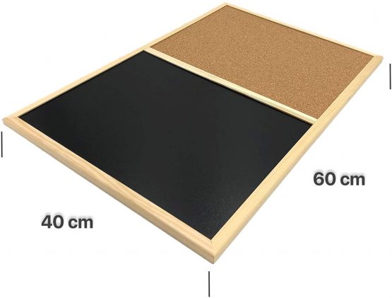 Creative Home 600 x 400 mm 2in1 Chalk Blackboard Cork Notice Board Combo | Thick Wooden Frame + Chalk, Sponge and Pins | Made in EU | Perfect for Kitchen, Office, School, Pub & Home - Image 2
