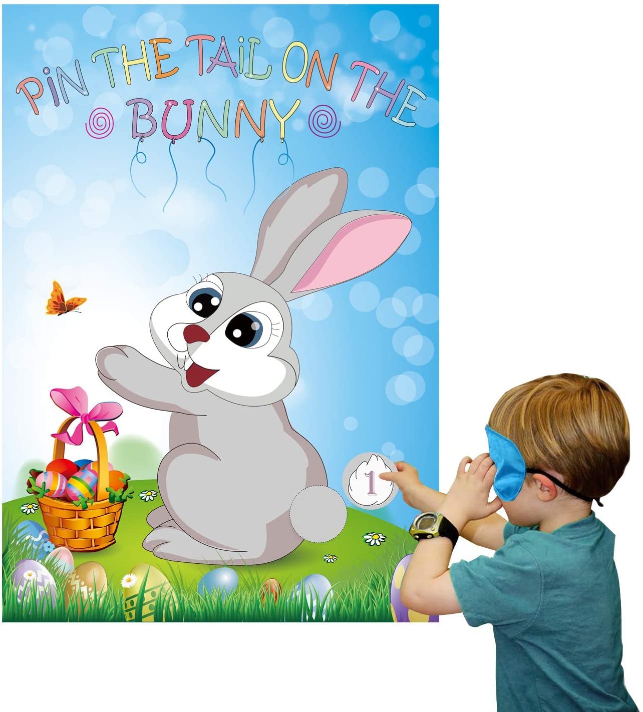 HOWAF Pin the Tail on the Easter Bunny Rabbit Easter Party Game Set