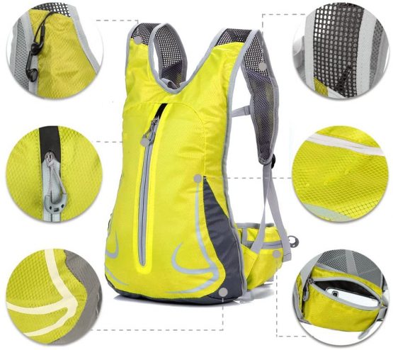 EULANT Cycling Backpack Unisex Waterproof Hiking Outdoor Rucksack Lightweight Running Daypack Cycling Pack Daily School Bags Skiing Camping Trekking Backpack 14L - Yellow - Image 4