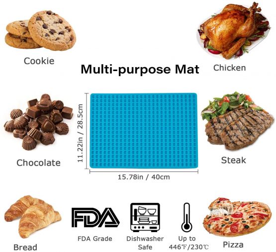 Songway Silicone Baking Mat BPA-Free Heat Resistant 446℉/230℃ Chocolate Mould Mini Baking Mould for Pet Biscuits Meat Baking Calorie Reducing (Blue) - Image 2
