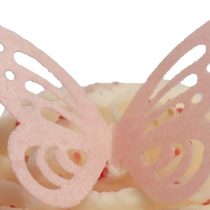 Toppercake Edible Wafer Butterfly Cup Cake Decorations Baby Pink