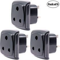South Africa 3-pin Large Plug Type M Adapter Convert to 3-pin UK Socket, BS 8546 Approved, 13A Fuse with Safety Shutter (Pack of 3, Black)