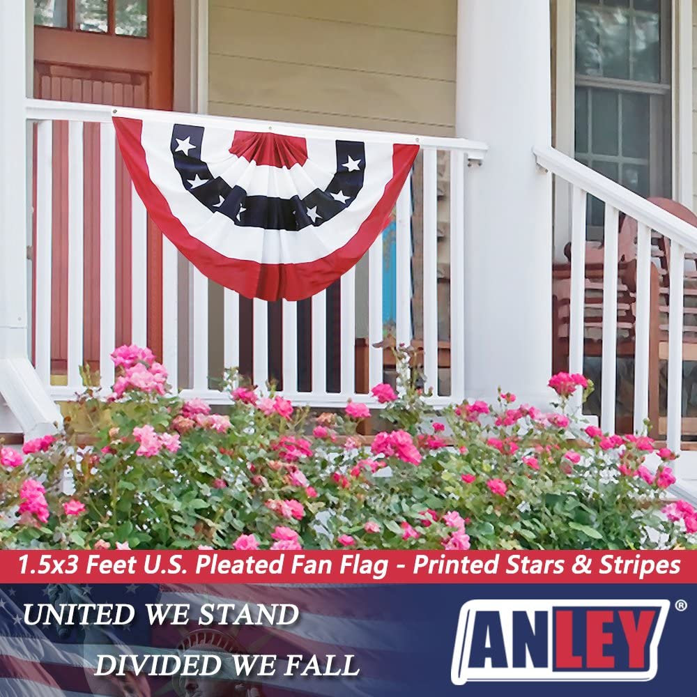 USA Pleated Fan Flag, ANLEY 1.5x3 ft American US Bunting Flag Patriotic Stars & Stripes, Sharp Color and Fade Resistant - Image 4