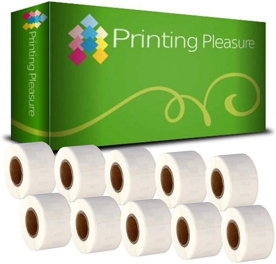 Printing Pleasure 10 x 99010 Compatible Address Labels Rolls for LabelWriter & Seiko Label Printers | 28mm x 89mm | 130 Labels per Roll