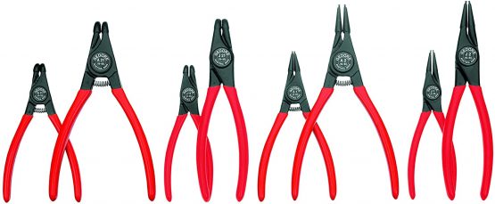 GEDORE 8-pc. Circlip pliers set, Tool set for inner and outer circlips, Straight and 90° angled, S 8008