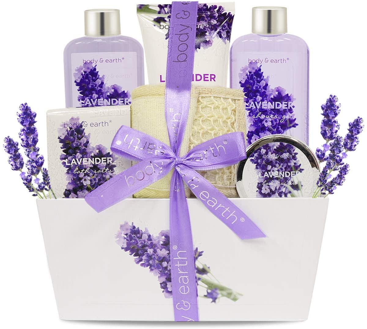 BODY & EARTH Spa Gift Sets for Women 11 Pcs Lavender Bath Set including Shower Gel, Bubble Bath, Body Lotion