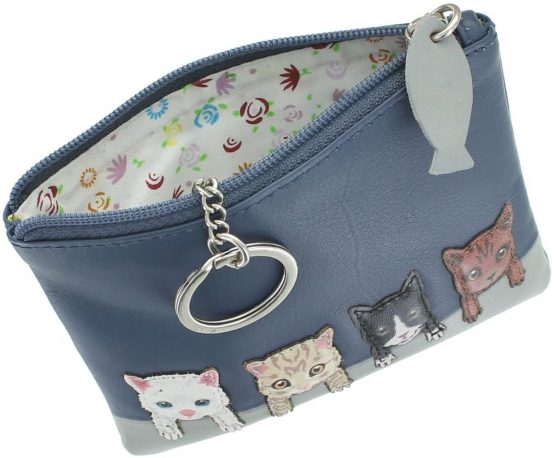 Mala Leather Best Friends Collection Coin Purse with Keyring 4166_65 Navy - Image 3
