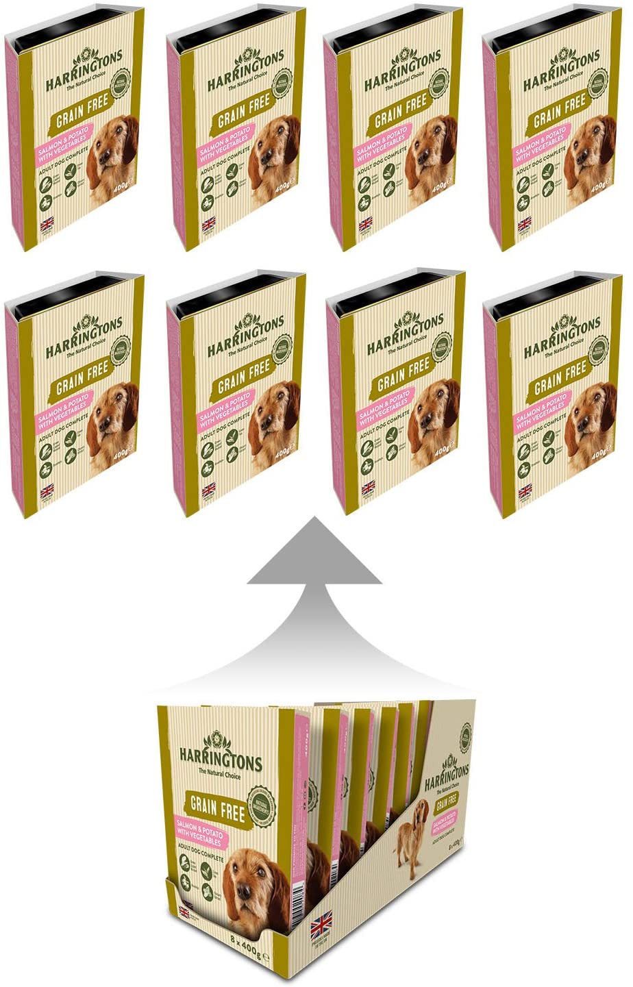 Harringtons Complete Wet Tray Grain Free Hypoallergenic Adult Dog Food Salmon & Potato 8x400g - Made with All Natural Ingredients - Image 2