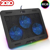 KLIM Aurora + Laptop Cooling Stand with RGB backlighting + 11" - 17" + Gaming Laptop Cooling Pad For Desk + USB Powered Fan + Stable And Sturdy Aluminum Build + Compatible Mac And PS4 + NEW 2021