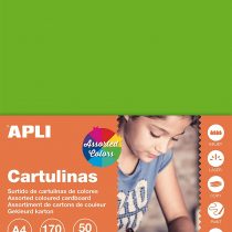 APLI 16216 – Assorted Fluorescent Cardstock A4 170 g 50 Sheets