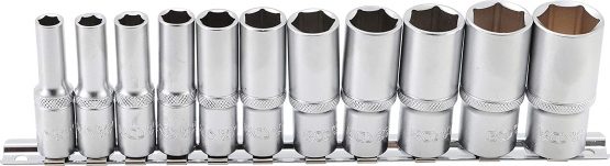 BGS 2756 | Socket Set, Hexagon, deep | 10 mm (3/8") Drive | Inch Sizes | 11 pcs.