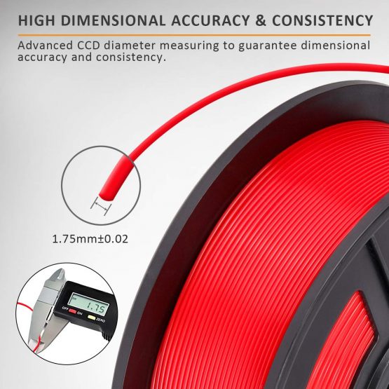 SUNLU PLA Filament 1.75mm 3D Printer Filament PLA 1kg Spool (2.2lbs), Dimensional Accuracy of +/- 0.02mm PLA Red - Image 2