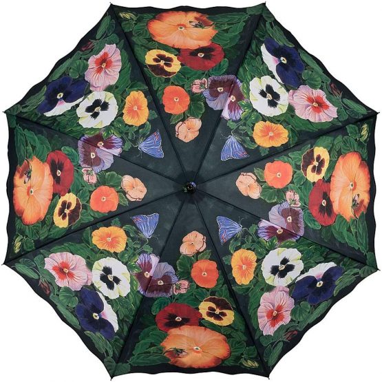 VON LILIENFELD Umbrella Automatic Floral Motif Women Pansies - Image 2