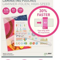 Leitz Laminating Pouches Made of 125 Micron Thick Material (Transparent, Glossy, A3) - Pack of 100