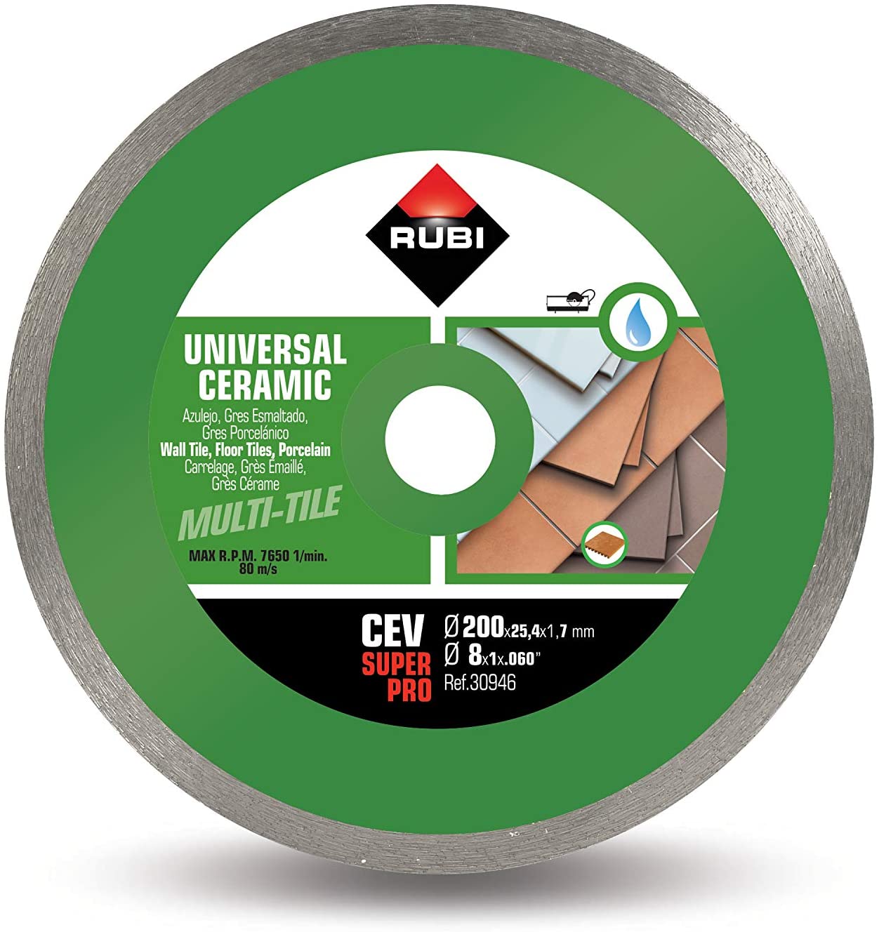 Rubi CEV 200mm Diamond Blade - 30946, Green, 200 mm - Image 2