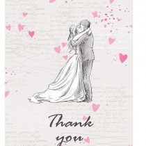 50 Wedding"Bride and Groom" Thank You Cards with Envelopes - Drawing Vintage Style Greeting Cards for Thanking People for Their attendance
